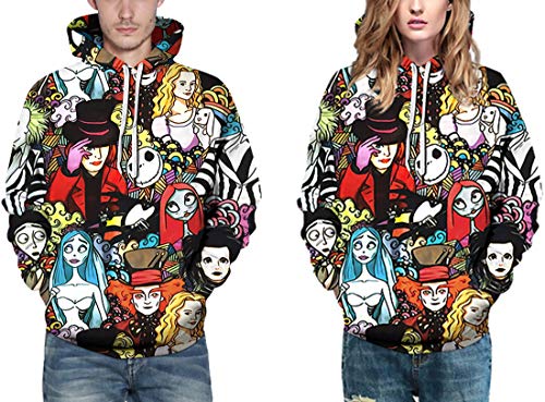 FLYCHEN Hombre Sudaderas con Capucha Serie de Halloween Impresión 3D Manga Larga Hoodies Calabaza - Zombi 333, L
