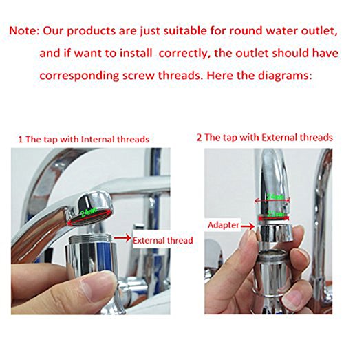 FLYING_WE 2 Pack Faucet de Agua LED Colorido con 3 Colores Que cambian Control de la Temperatura, RC-F03 Grifo del Grifo de la Corriente del Agua para la Cocina y los Cuartos de baño.