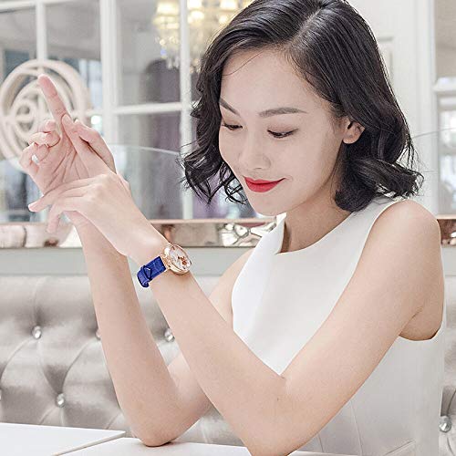 FNCUR Reloj de Mujer Impermeable Reloj Luminoso mecánico automático de Acero de la Correa de Las Mujeres de la Moda Informal de Oro Rosa y Negro Harina bellamente empaquetados Caja de