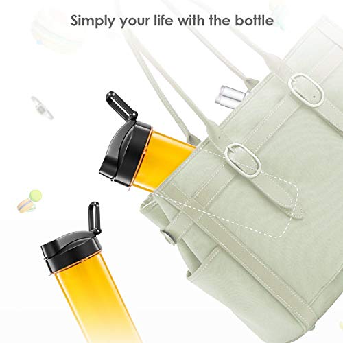 FOCHEA Botella de Repuesto Portátil para Batidora de Vaso, 570ml, Tapa Deportiva Antigoteo, Color Negro
