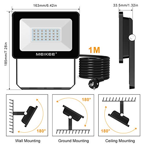 Foco Led RGB 36W, MEIKEE Foco Colores con Control Remoto, 4 Modos 16 Colores Foco Led Exterior, IP66 Impermeable Iluminación Decoracion para Patio, Fiesta, Navidad [Clase de eficiencia energética A++]