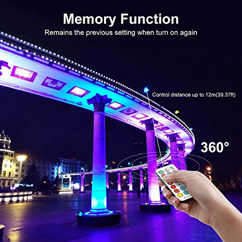Foco Led RGB 36W, MEIKEE Foco Colores con Control Remoto, 4 Modos 16 Colores Foco Led Exterior, IP66 Impermeable Iluminación Decoracion para Patio, Fiesta, Navidad [Clase de eficiencia energética A++]