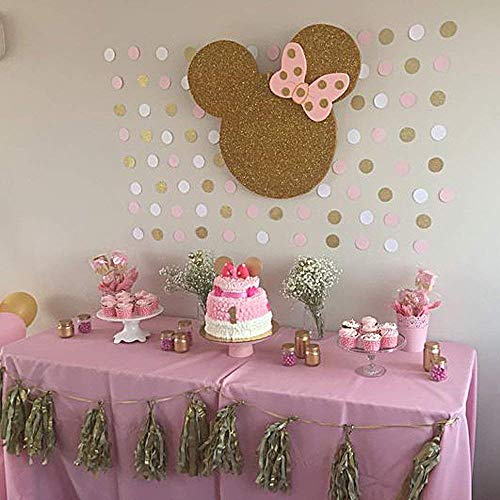 FOGAWA Guirnalda de Papel Decoración de Guirnalda con Purpurina y Lunares Darado Blanco Rosa para Boda Fiesta de Cumpleaños Pack de 5