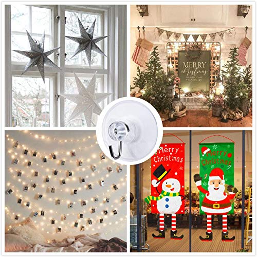 FOGAWA Ventosas para Cristal 24 Pcs 40 mm Ganchos de Succión Perchas Ventosa Transparente Ventosas con Gancho Colgadores a Baño Cocina Ventana Vidrio Espejo para Suspender Decoración Navidad