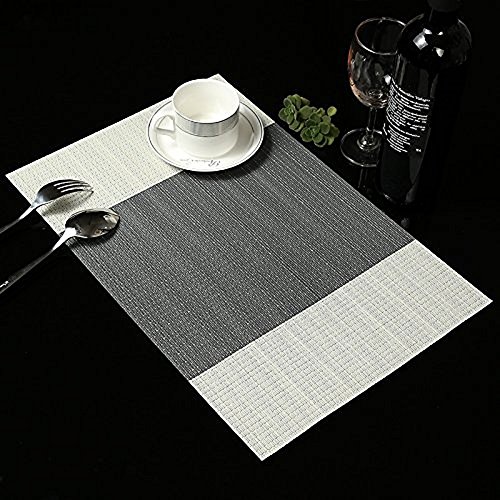 Fontic 6 Unidades 30x45cm Manteles Individuales Antideslizante de PVC Mantelitos Individuales - Antidesgaste y Lavable y Resistente Al Calor Antideslizante Fácilmente Almacenado (Rayas Grises)