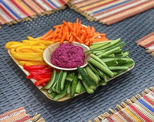 FOOGO Green 25 Cuencos de hoja de palma Desechable|12cm Ronda Tazas de Postre, Cuencos Aperitivo|Vajilla Ecológico Biodegradable Duro|Como Cuencos de bambu, Vasos plástico, papel|Fiesta de Bodas