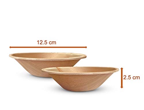 FOOGO Green 25 Cuencos de hoja de palma Desechable|12cm Ronda Tazas de Postre, Cuencos Aperitivo|Vajilla Ecológico Biodegradable Duro|Como Cuencos de bambu, Vasos plástico, papel|Fiesta de Bodas