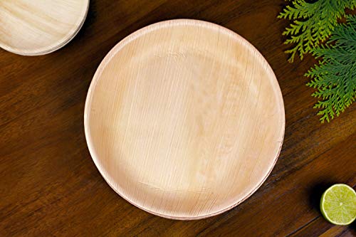 FOOGO Green 25 Platos de hoja de palma Desechable |25cm Grande Ronda Duro| Vajilla Ecológico Biodegradable |Como platos de bambu, Platos de plástico, Platos de papel|Para la Fiesta de Bodas,Camping