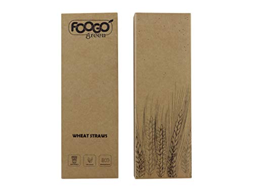 FOOGO Green Pajitas de trigo 200 unidades, desechables, alternativa de paja de plástico, orgánico, biodegradable, zumo y cóctel, respetuoso con el medio ambiente, sin gluten, bodas y fiestas