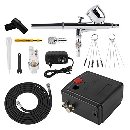 Forever Speed Airbrush compresor Set Double Action aerógrafo pistola y accesorios pequeño compresor tatuaje arte pintura pastel spray modelo artesanía tartas Airbrush Nagel Set