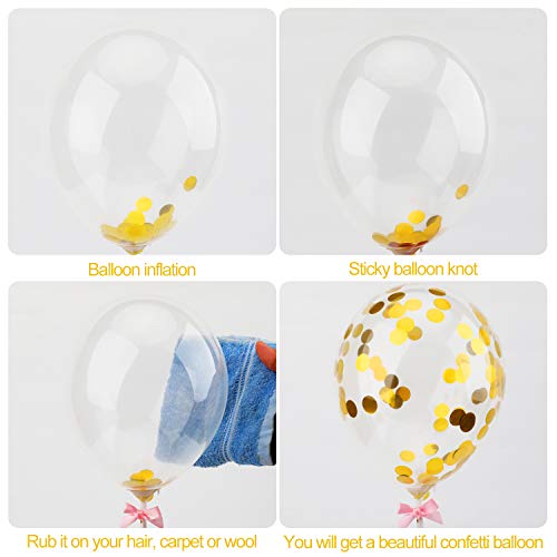 FORMIZON Oro Decoración para Tartas de Cumpleaños, Globos de Confeti Topper, Feliz cumpleaños Oro Cake Topper Abanicos de Papel Tartas de Decoración