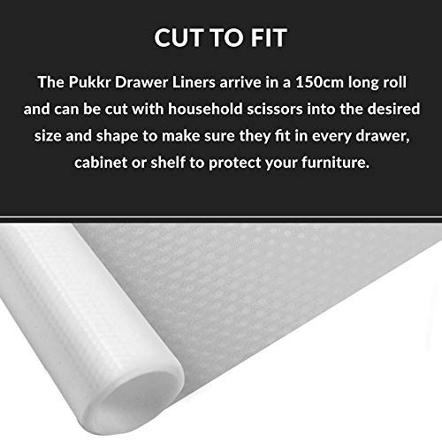 Forro de cajones - 3 Rollos | Alfombrilla lavable e impermeable para nevera | Armario, estante y protector de cajones | Revestimiento de encimera personalizable | Pukkr