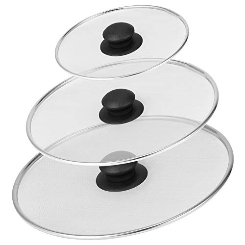 Fostoy Protector de Pantalla antisalpicaduras de Acero Inoxidable,Malla Fina Evita Las Salpicaduras para Muchas Ollas, Sartenes, Tapa a Prueba de Aceite