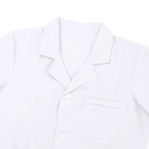 Freebily Uniforme Sanitario Mujer Blanco/Rosa/Azul Talla Grande Disfraz de Enfermera Casaca Bata Laboral de Trabajo Veterinaria Hostelería Blanco Large