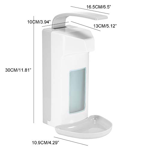 FreeLeben Dispensador de Jabón Manual, 1000 Ml de Líquido Montable en Pared para Lavamanos