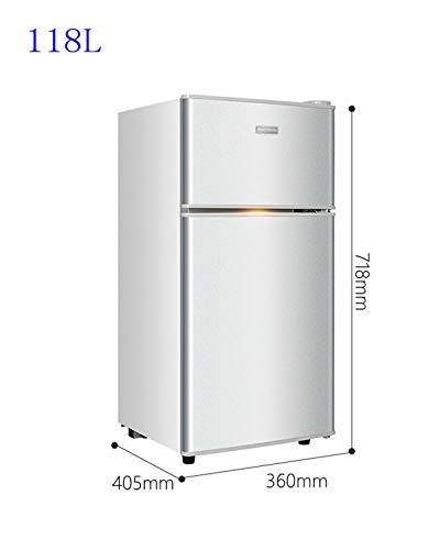 FRIDGE Pequeño Refrigerador De Doble Puerta | Nevera De Congelación del Hogar | Nevera De Mostrador | Energía Baja A + (118L, Plata/Oro)
