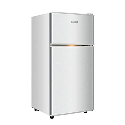 FRIDGE Pequeño Refrigerador De Doble Puerta | Nevera De Congelación del Hogar | Nevera De Mostrador | Energía Baja A + (118L, Plata/Oro)