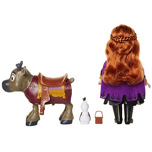 Frozen 2- Disney Muñeca Princesa Anna con Figuras de Olaf y el Reno Sven de Frozen II Set, Color replicas de la película, Talla Única (Glop Games 207164)