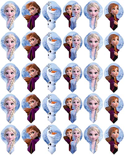Frozen 2 Modecor 30x para Ventiladores CONGELADOS 2 decoración de Pastel de Magdalenas Precortadas Listas para Usar Formas de obleas. 72217. Producto con Licencia.