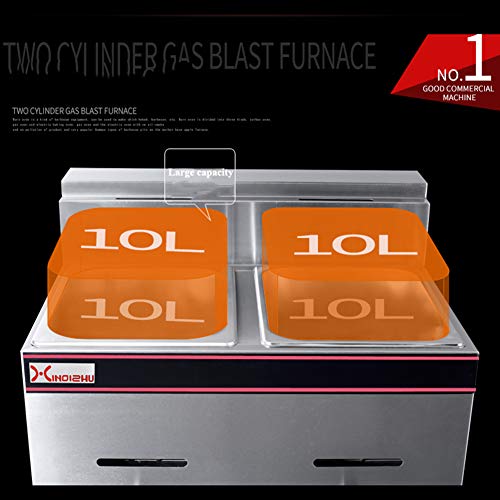 frying pan Freidora De Gas Natural, Freidora Comercial 3 Cabezales De Cocina E Ignición De Pulso 20L De Gran Capacidad 2 Freidora De Pollo De Acero Inoxidable
