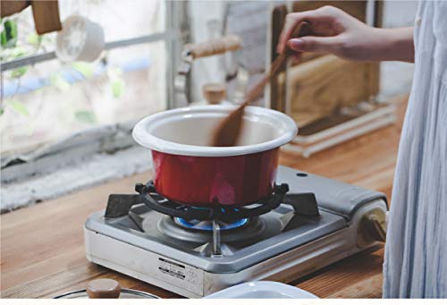 FSHB Engrosamiento Esmalte japonés suplemento para Alimentos para bebés sartén pequeña Sopa de Fideos estofado de Leche Olla de Gas Horno General electromagnético, Rojo