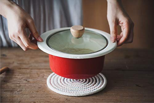 FSHB Engrosamiento Esmalte japonés suplemento para Alimentos para bebés sartén pequeña Sopa de Fideos estofado de Leche Olla de Gas Horno General electromagnético, Rojo