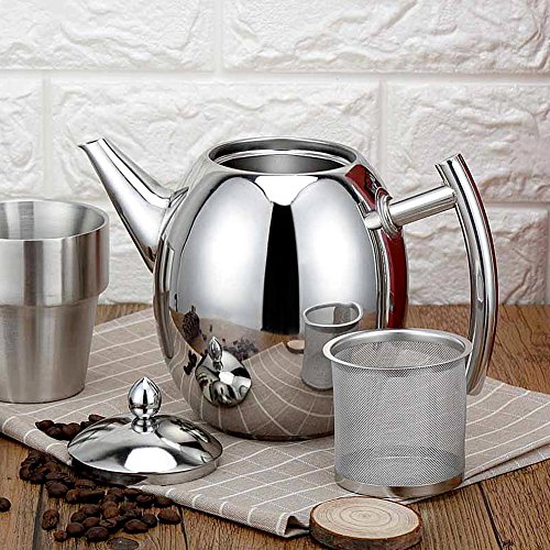 FTVOGUE Caldera de la Tetera del Café del Acero Inoxidable con la Capacidad Grande 1L / 1.5L del Filtro para el Restaurante Casero de la Barra del Café(1000ml)