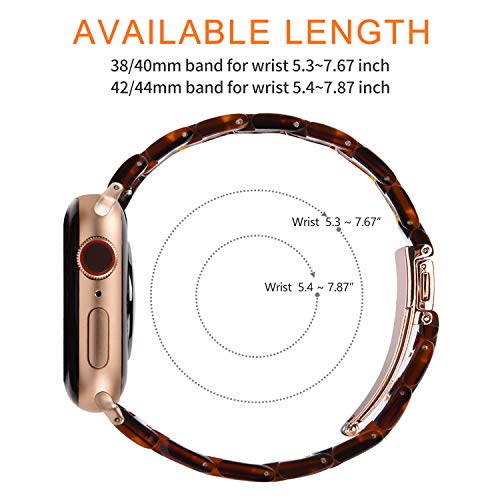 Fullmosa 7 Colores Correa de Resina Compatible con Apple Watch de 38mm 40mm 42mm 44mm, Correa Reloj para iWatch Band Serie 5, Serie 4, Nike+ Deporte, 44mm Ámbar Oscuro/Herraje Oro