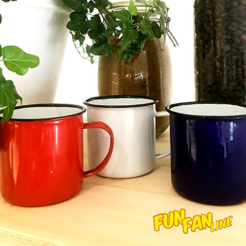 FUN FAN LINE - Set de Tazas metálicas Vintage o Retro presentada en Caja Individual (Multicolor, 4 Tazas)