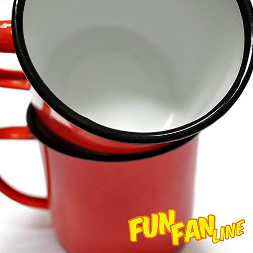 FUN FAN LINE - Set de Tazas metálicas Vintage o Retro presentada en Caja Individual (Multicolor, 4 Tazas)