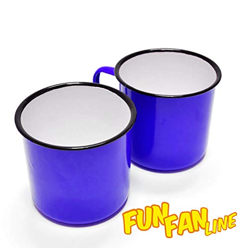FUN FAN LINE - Set de Tazas metálicas Vintage o Retro presentada en Caja Individual (Multicolor, 4 Tazas)