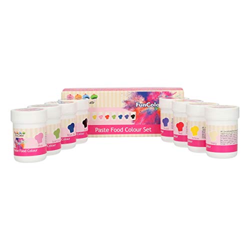 FunCakes FunColours Set de 8 Colorantes Concentrados Alimenticios en Pasta para Hornear, Decorar, Glasear, Fondant, 8 Colores, 30g, FC50260
