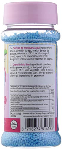 FunCakes Sprinkles Decoraciones NonPareils de Color Azul para Decorar Tartas, Cupcakes, Galletas, Helados y otros Dulces, 80g, G42525