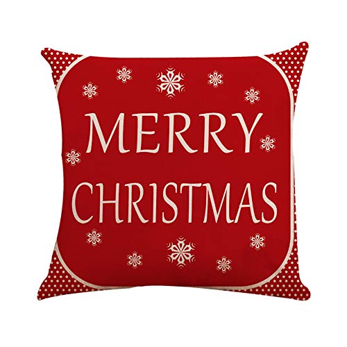 Fundas Cojines de Navidad 4 Pieza, Patrón de Copo de Nieve Ciervo Merry Christmas Funda de Cojines 45x45 Navidad Decoracion para Hogar Casa Sofa Jardin Cama (01)