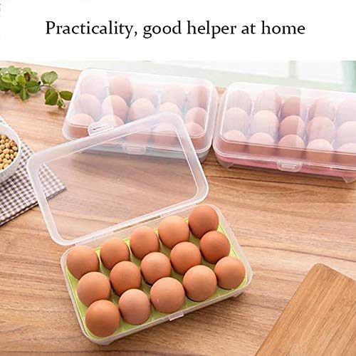FUROO Creativo plástico del cartón del Huevo, 15 Casos aparatos Accesorios para el hogar de Cocina multifunción portátil de Picnic Rejilla de Huevo Caja de Almacenamiento,A