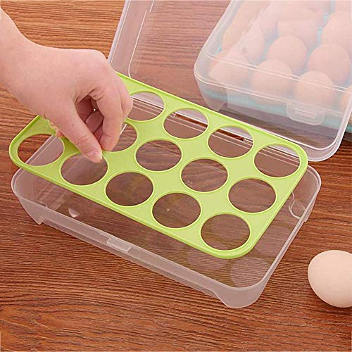 FUROO Creativo plástico del cartón del Huevo, 15 Casos aparatos Accesorios para el hogar de Cocina multifunción portátil de Picnic Rejilla de Huevo Caja de Almacenamiento,B