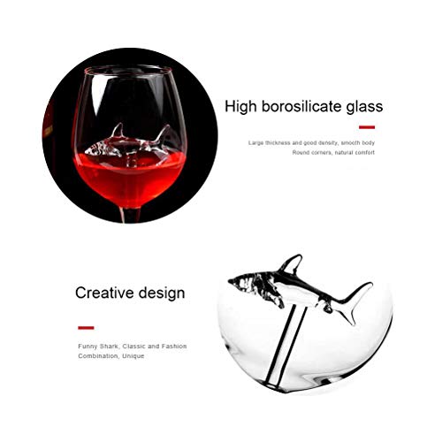 FuYouTa Copa de vino tinto Tiburón Vino Tinto Cristal Cristal Set de copas de vino de cristal hermoso tallo largo Exquisitas copas de vino grandes perfectas para regalos