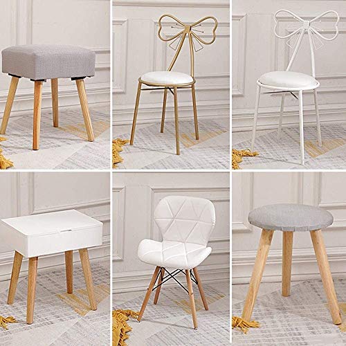 FXDCQC Sillas de Cuero Suave de PU con Respaldo de Metal Maquillaje Reposapiés Almuerzo Familiar Tienda de Ropa Cambiador de Zapatos Banco Taburete para Dormitorio Tocador de café (Color: Plata)