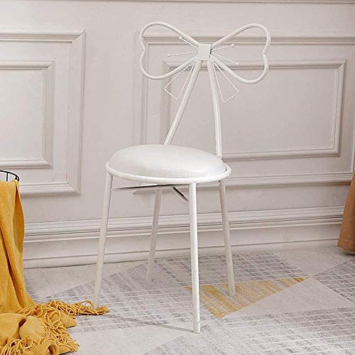 FXDCQC Sillas de Cuero Suave de PU con Respaldo de Metal Maquillaje Reposapiés Almuerzo Familiar Tienda de Ropa Cambiador de Zapatos Banco Taburete para Dormitorio Tocador de café (Color: Plata)