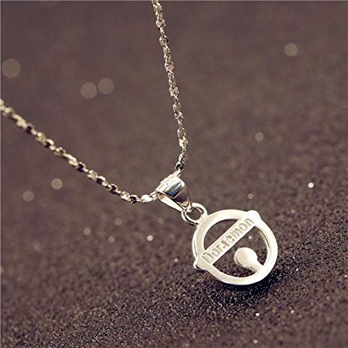 FyaWTM Collar Joyas Colgante Plata de Ley 925 Doraemon Bell Collar Colgante Collar de Plata esterlina Joyería de la   Marca