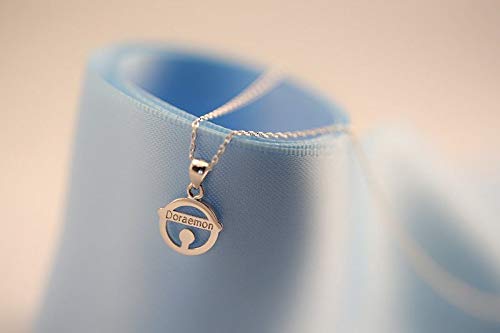 FyaWTM Collar Joyas Colgante Plata de Ley 925 Doraemon Bell Collar Colgante Collar de Plata esterlina Joyería de la   Marca