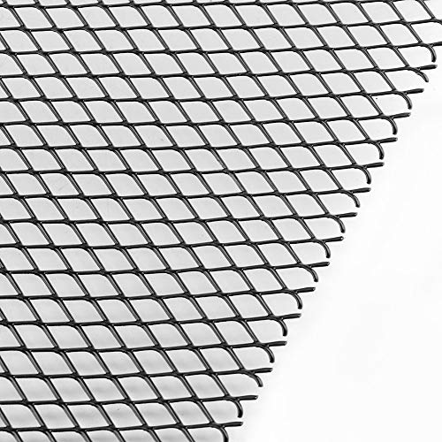 Fydun Rejillas frontales de radiador Parachoques delantero cubierta malla rejilla cubierta Negro Aleación de Aluminio 6 x 12mm 11 x 25mm