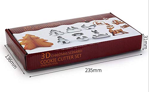 Fyuan 8 moldes de Navidad para árbol de Navidad con forma de muñeco de nieve de alce de árbol de Navidad para fondant de chocolate para hornear magdalenas y galletas