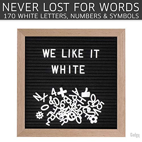 Gadgy ® Retro Fieltro Letter Board | con 340 Brillantes Letras de Oro y Plata | 170 Letras Blancas, 100 Iconos | Soporte y Bolso | 25x25 cm