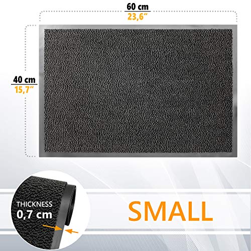 GadHome Felpudo de Entrada Negro 40x60 cm | Alfombra Exterior para Puerta, Impermeable, Lavable para Atrapar Suciedad para Recibidor | Alfombrilla Antideslizante, Pasillo, Cocina, Dormitorio