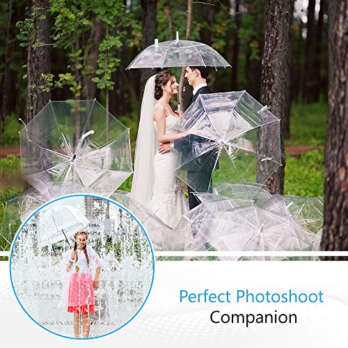 GadHome - Paraguas Transparente | Paraguas de Domo Grande de 85 cm para Mujeres, Bodas, Fotos de Fiesta de Novias | Paraguas Translúcido Ligero Plegable de Señora con Mango Blanco en C
