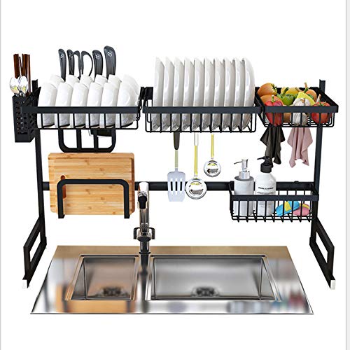 Galapara Escurridor de cubiertos, Estante de Almacenamiento de Cocina, Fregadero de Secado Tablero de Drenaje Estante para Platos Estante, utensilios de cocina de protección Ambiental Inoxidable 85cm
