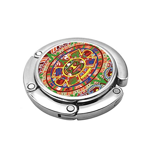 Gancho de suspensión Plegable Lindo para Mesa, Mandala Azteca Calendario Suerte Maya en Bolso Blanco Bolso de Mesa