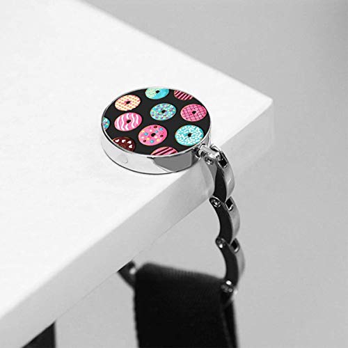 Gancho para Monedero Gancho para Monedero Chispitas de Colores Donut Chocolate Rosa y Menta Azul con Diferentes Ingredientes en panadería Blanca y Negra