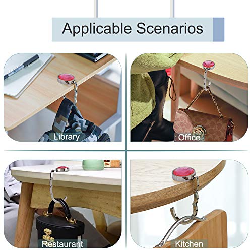Ganchos de Bolso para Mesa Colgador Monedero Plegables Antideslizante Gancho Bolso Redondo para Escritorio para Oficinas Restaurantes Cafeterías Regalo para Mujer Rosado 3 Piezas